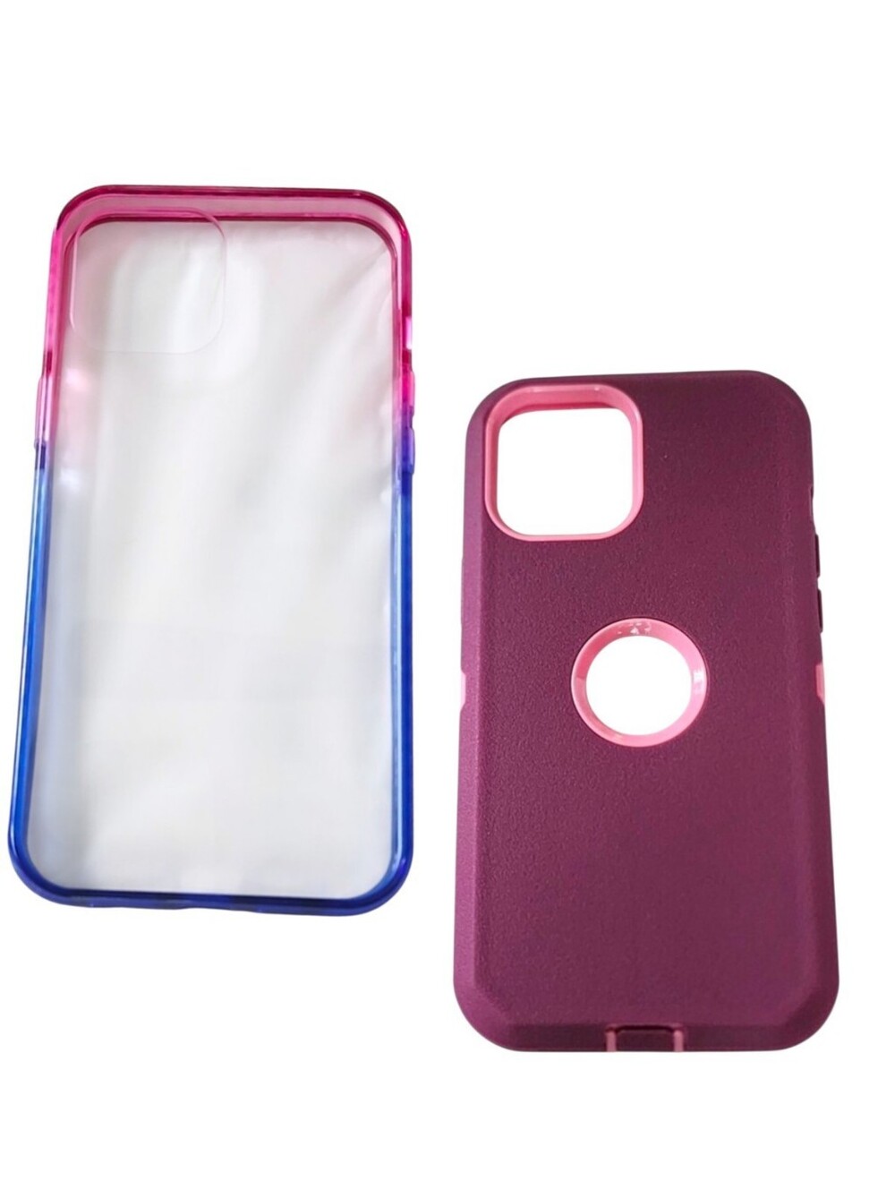 2pc Purple/pink & Defender Torras  Pink  Ombre Cases For iPhone 12 Max